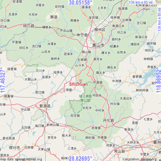 Shichuan on map