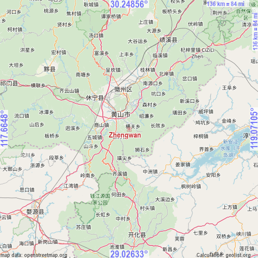 Zhengwan on map