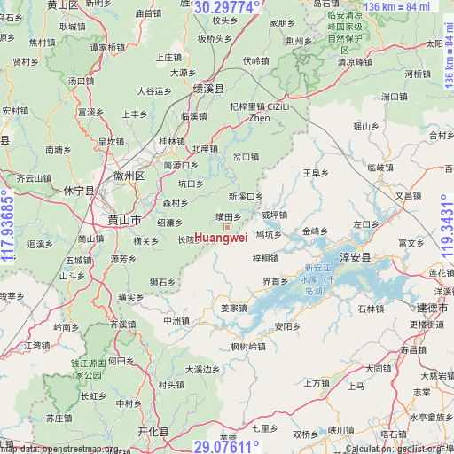 Huangwei on map