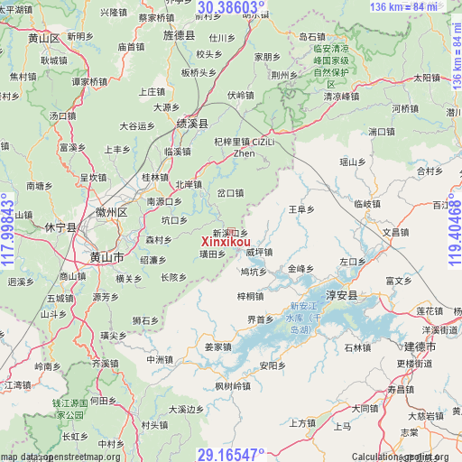 Xinxikou on map