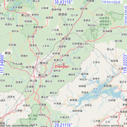 Zhangtan on map