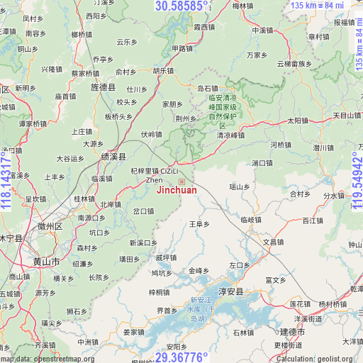 Jinchuan on map