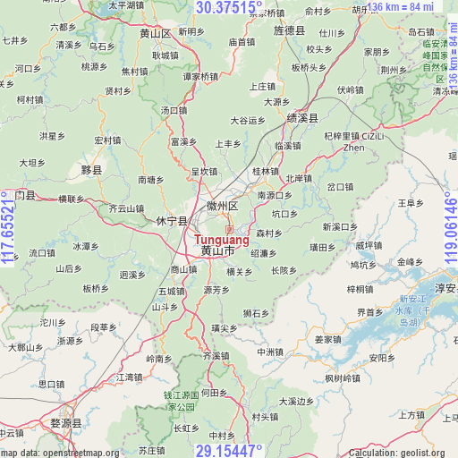 Tunguang on map