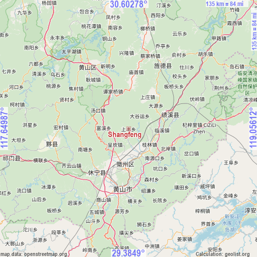 Shangfeng on map