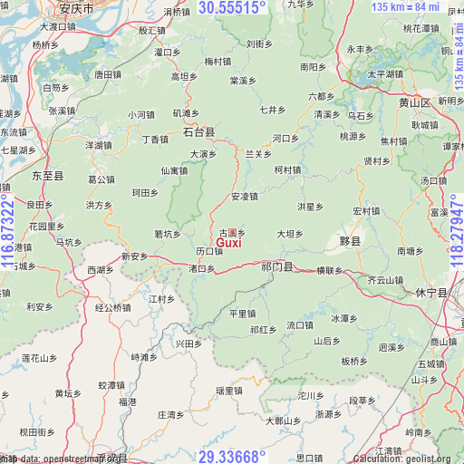 Guxi on map