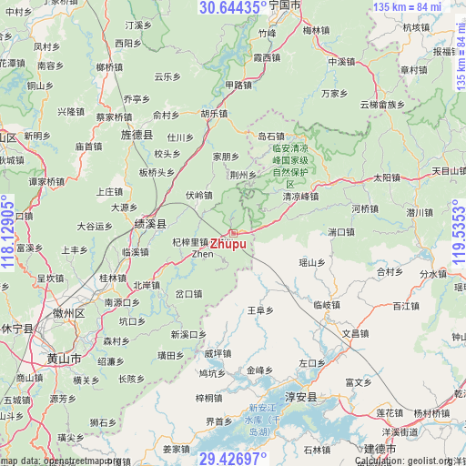 Zhupu on map