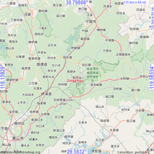 Jingzhou on map