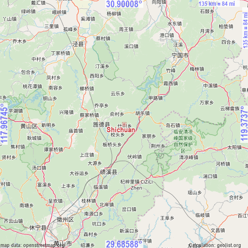 Shichuan on map