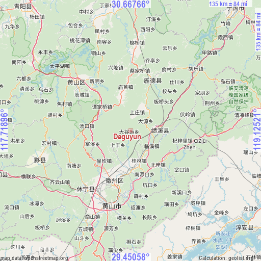 Daguyun on map