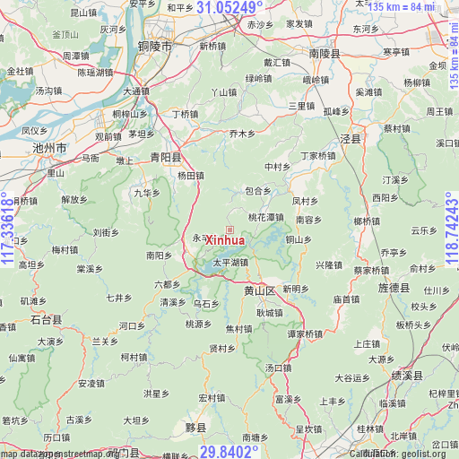 Xinhua on map