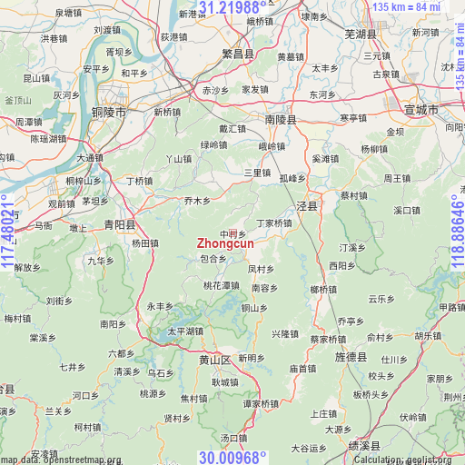 Zhongcun on map