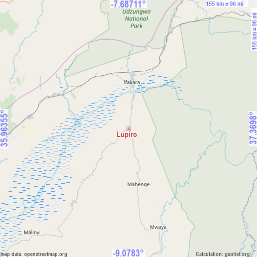 Lupiro on map
