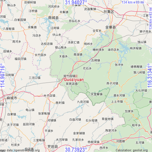 Guoziyuan on map