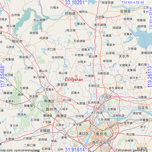 Longshan on map