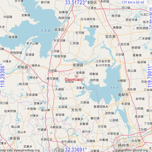 Gaomiaoji on map