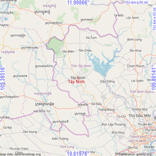 Tây Ninh on map