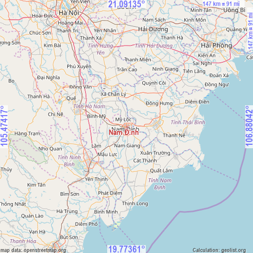 Nam Định on map