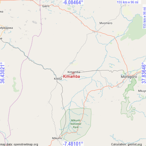 Kimamba on map