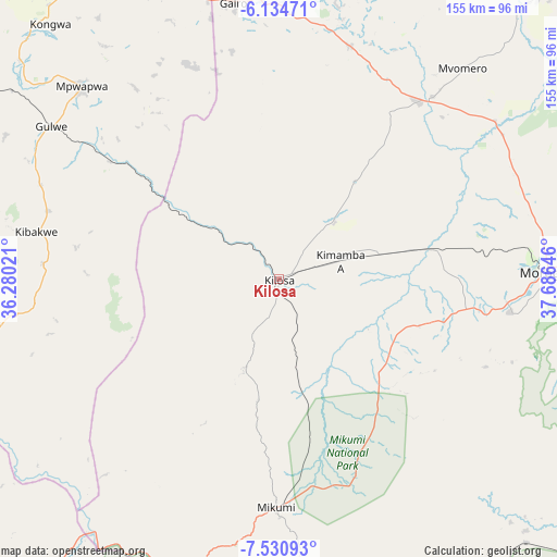 Kilosa on map