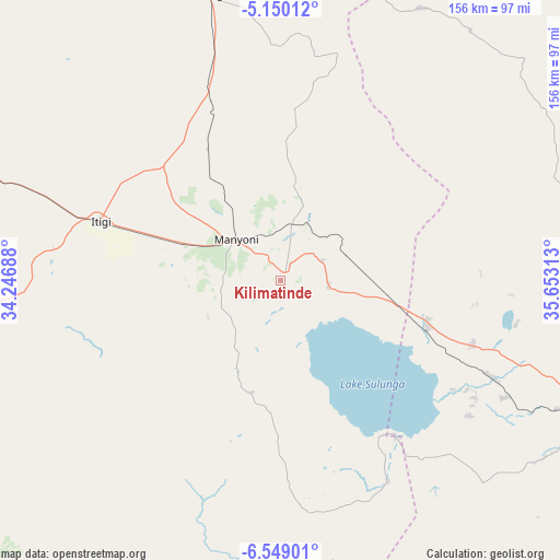 Kilimatinde on map