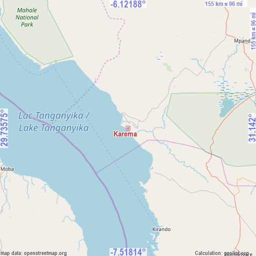 Karema on map