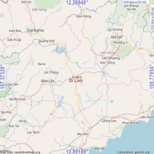 Di Linh on map
