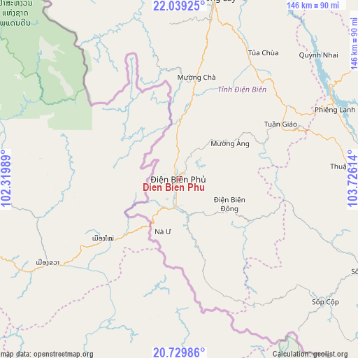Dien Bien Phu on map