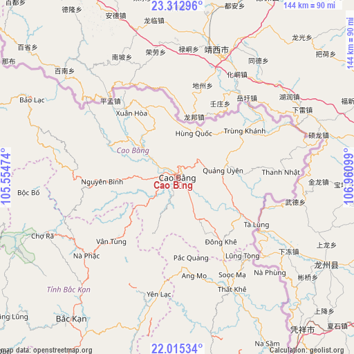 Cao Bằng on map