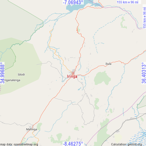 Iringa on map