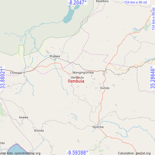Ilembula on map
