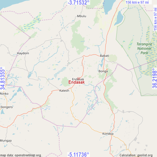 Endasak on map