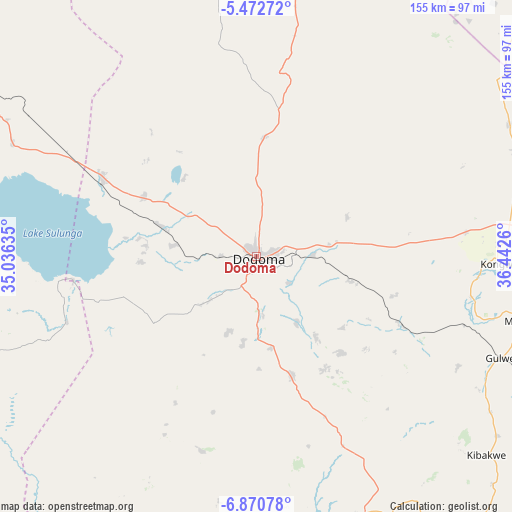 Dodoma on map