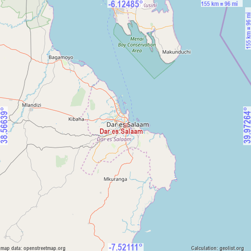 Dar es Salaam on map