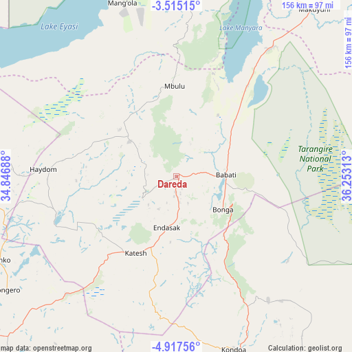 Dareda on map