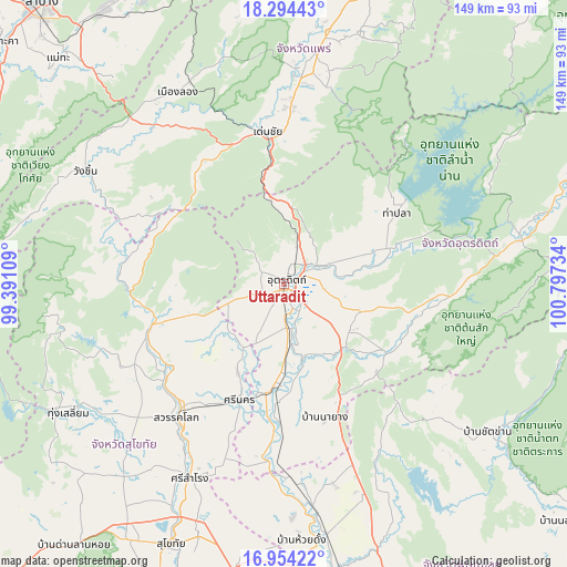 Uttaradit on map