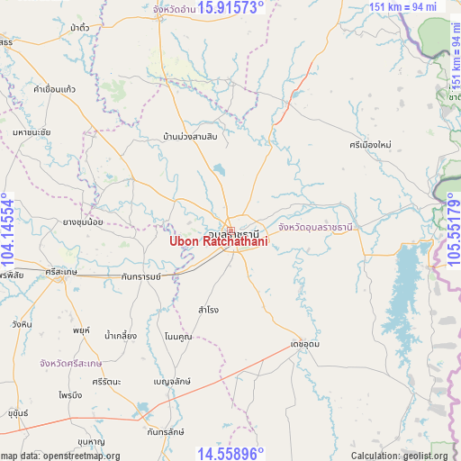 Ubon Ratchathani on map