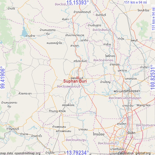 Suphan Buri on map