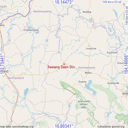 Sawang Daen Din on map
