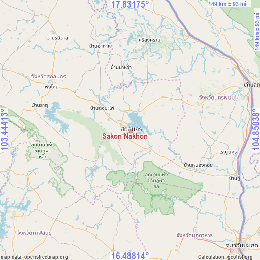 Sakon Nakhon on map
