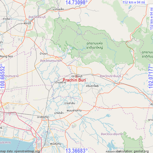 Prachin Buri on map