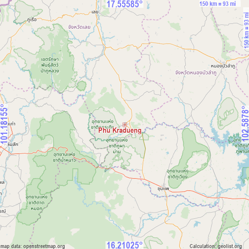 Phu Kradueng on map