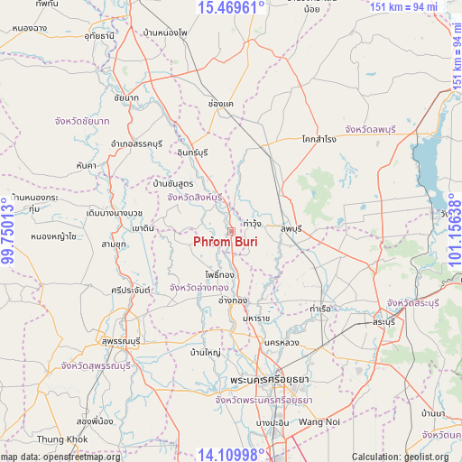 Phrom Buri on map