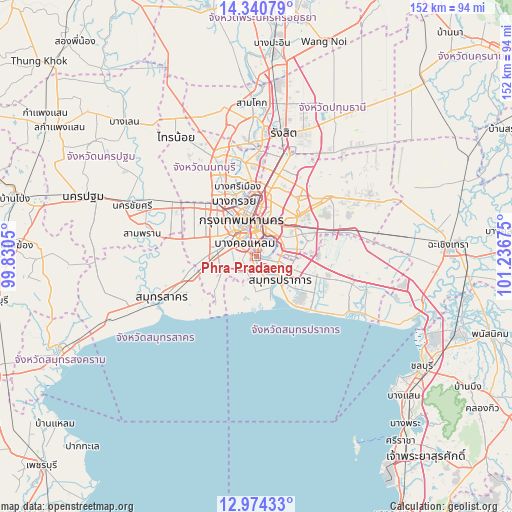 Phra Pradaeng on map