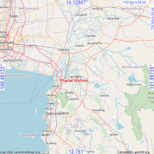 Phanat Nikhom on map