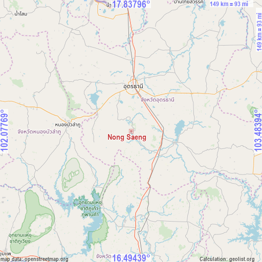Nong Saeng on map