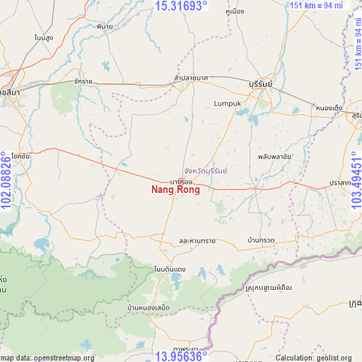 Nang Rong on map