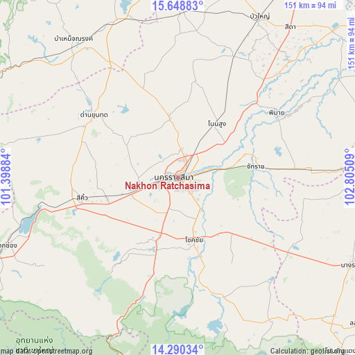 Nakhon Ratchasima on map