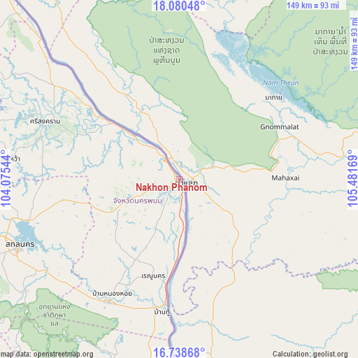 Nakhon Phanom on map