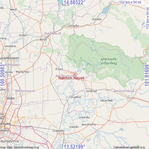 Nakhon Nayok on map