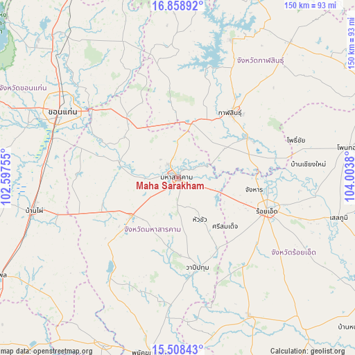 Maha Sarakham on map